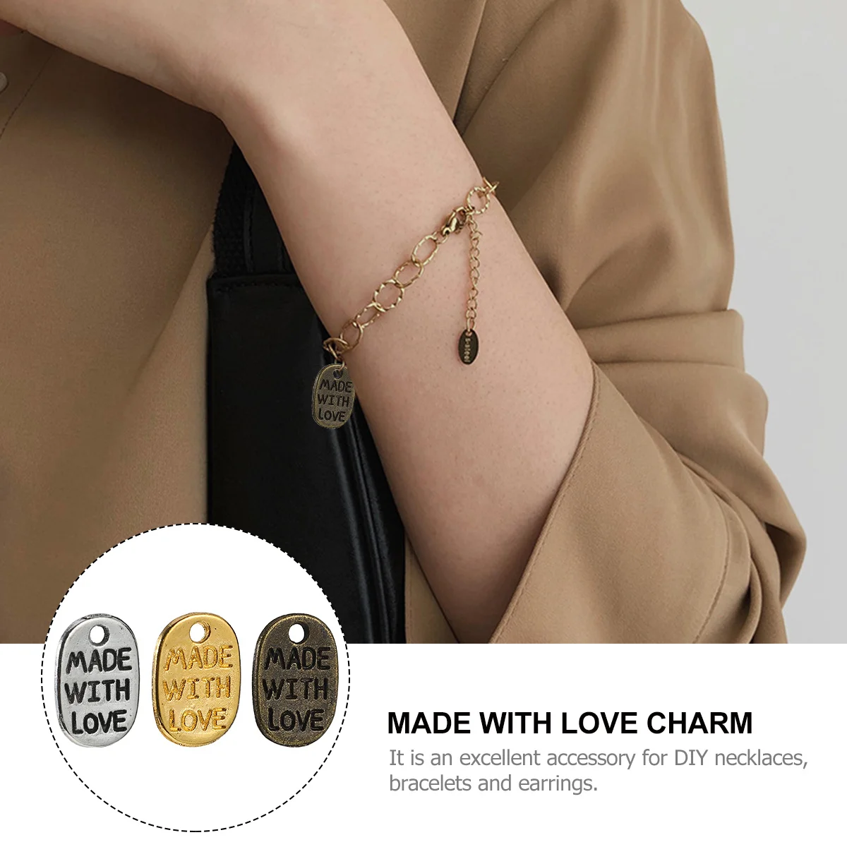 

360 шт., подвески с гравировкой в виде букв, сделанные с любовью, гладкая поверхность, подарок «сделай сам», изготовленный из сплава, подвески-подвески