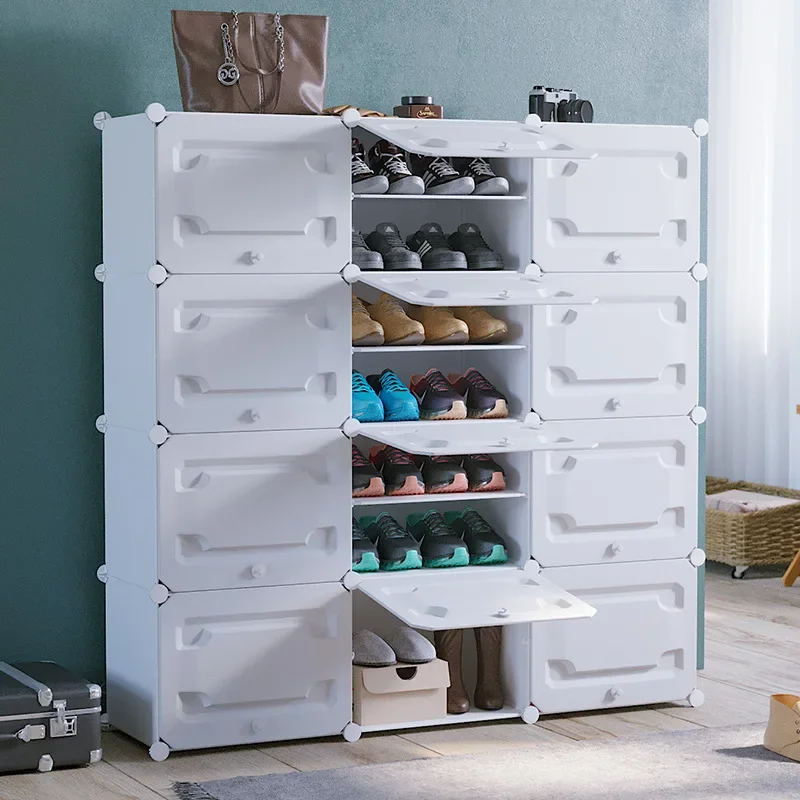 

Simple plastic shoe cabinet for dust and space saving, thickened door panel, detachable storage cabinet