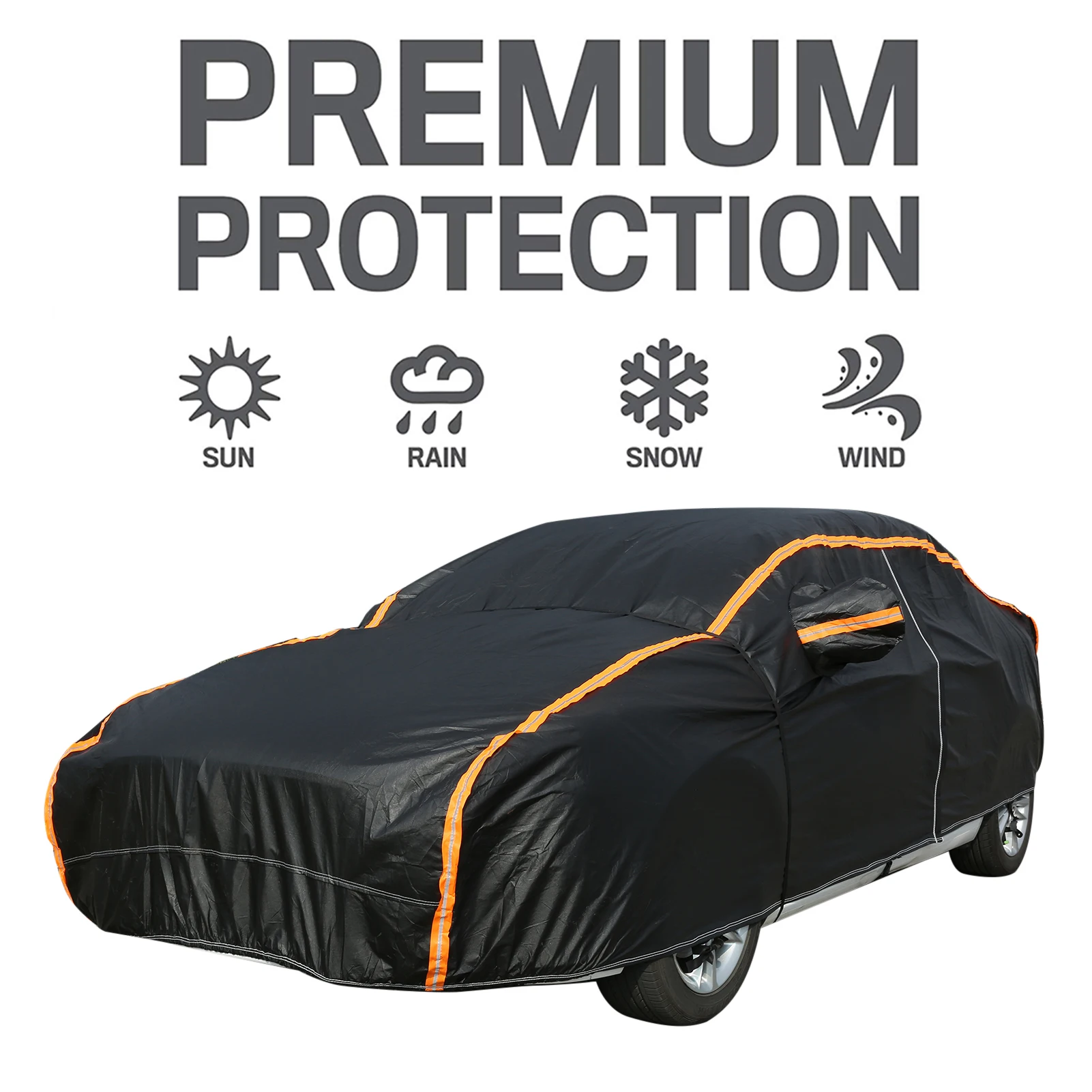 Car Cover Full Exterior Covers with Reflective Strip Waterproof Outdoor Protection UV Snow Rain Wind Dust All Weather for sedan