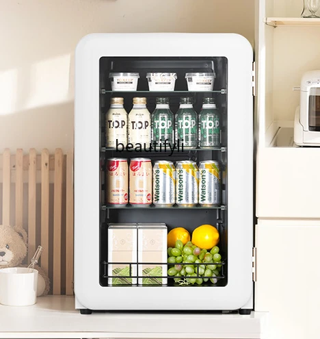 

Xiaobing Bar Transparent Refrigerator Home Living Room Office Beverage Tea Small Retro Refrigerator