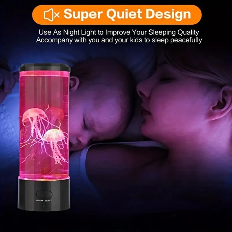 Jellyfish Lava Lamp,7 Dynamic Color Changing Settings, Soft Night Light, Realistic Jellyfish Design for a Relaxing Ambiance