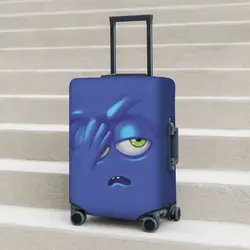 Facial Expression Suitcase Cover Blue Funny Face Cartoon Cruise Trip Flight Fun Luggage Supplies Protector