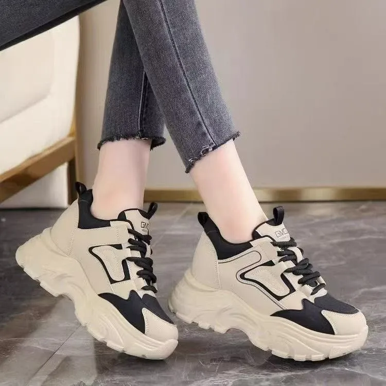 Dad Shoes Women's 2025 New Spring and Autumn Edition Show off Small Sports Shoes Thick soled Height Increasing Shoes