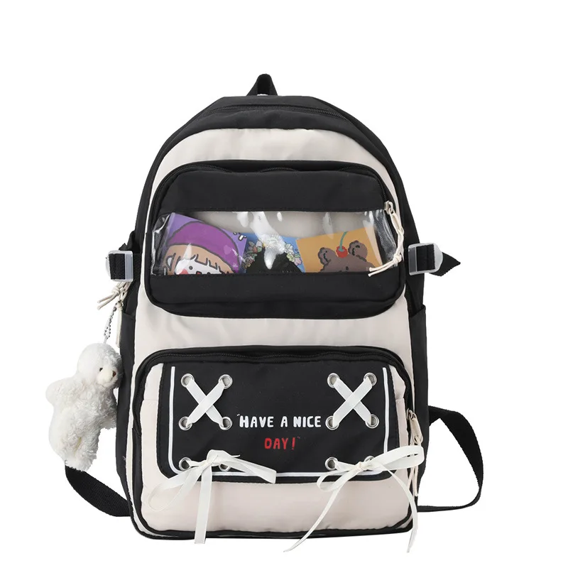 Korean Style School Backpack for Girls Cute Nylon Travel Backpack Women Kawaii Bags Rucksack Fashion Daypack