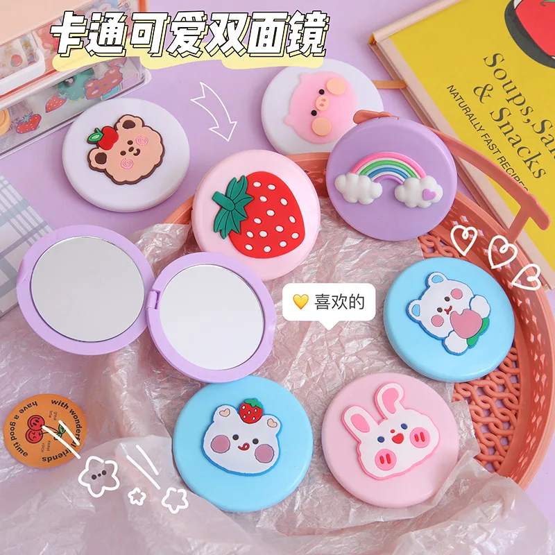 Cartoon Cute Double-sided Mirror Portable Folding Makeup Mirror Female Student Dormitory Home Handheld Mini Mirror