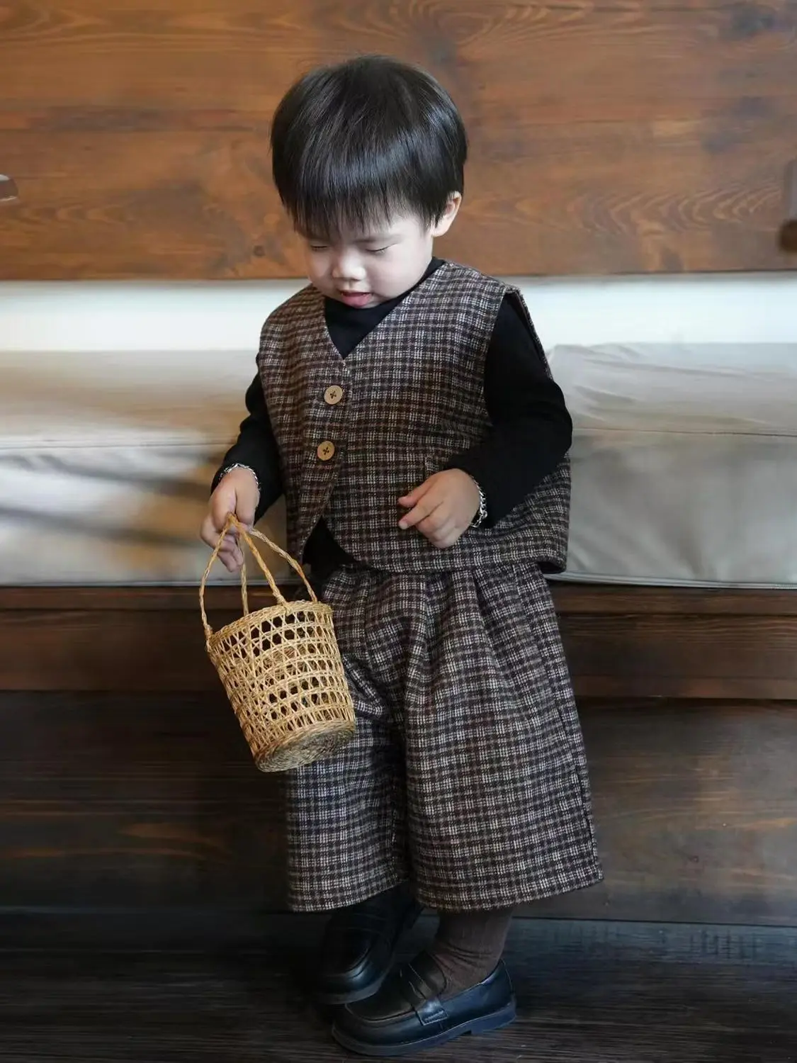 

Plaid Coat Vest+Shorts+Tshirts 3PCS Kids Winter Clothes Set Toddler Baby Boys Autumn Clothing Children Lattice Elegant Suit Outf