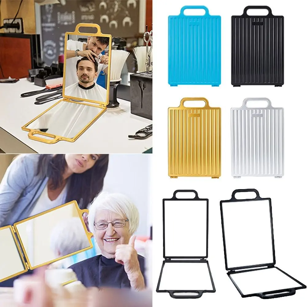 المهنية على الوجهين تصفيف الشعر يده مرآة المحمولة عالية الوضوح مرآة ماكياج الرؤية الخلفية مرآة صالون قابلة للطي