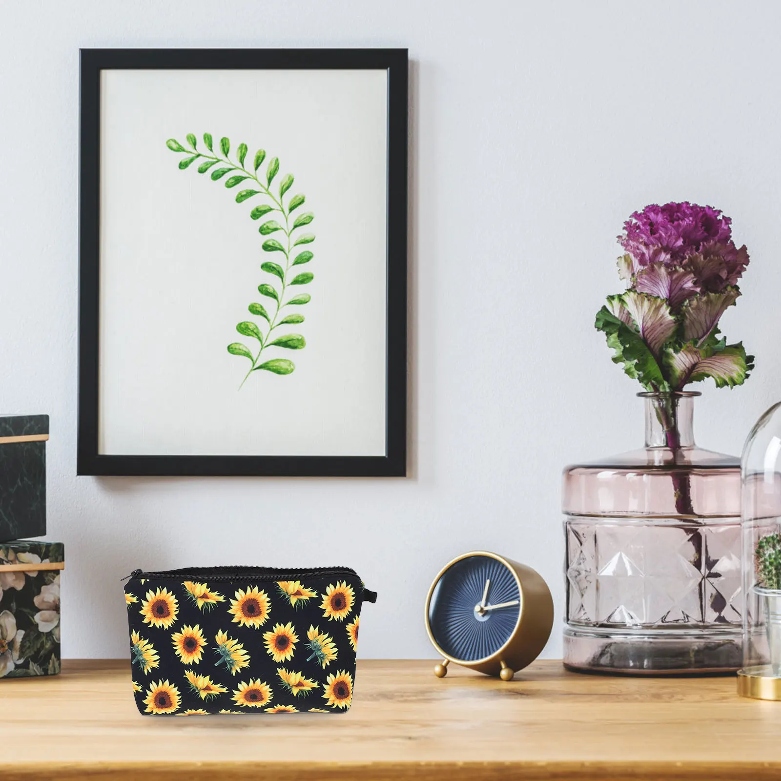 

Sunflower Pattern Makeup Bag Storage Bags Toiletry Organizer Portable Travel Wash Bag For Women Lightweight Zipper