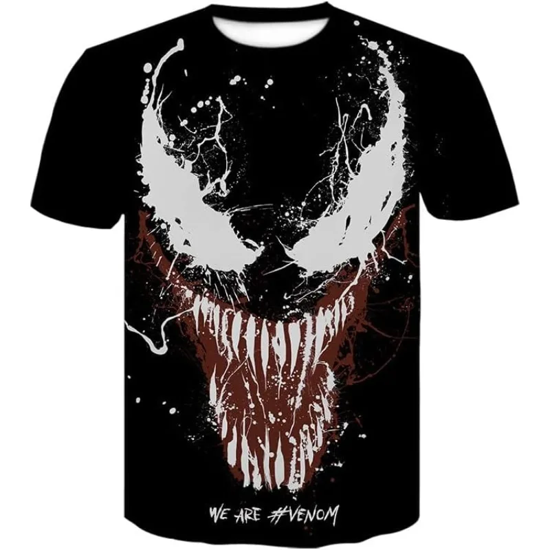 Men Women Children Venom Graphic TShirt Full Print Short Sleeve Tees Hip Hop Streetwear Casual Black T-shirt for Fans Daily Tops