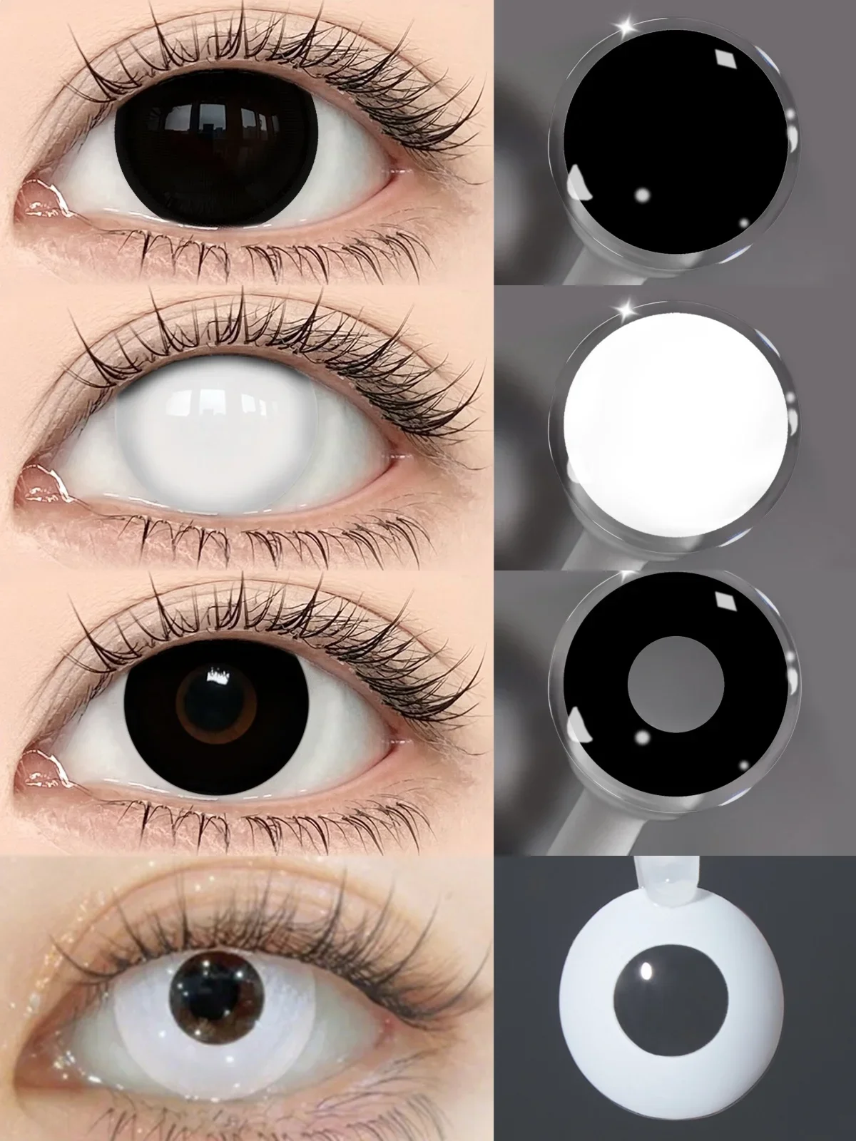 Lalens Weiße Blind-Block Farbige Kontaktlinsen Halbjährliche Weiche Linsen für Anime Cosplay Schwarze Cos-Kontaktlinsen für Coser Augen-Make-up – Detail 8