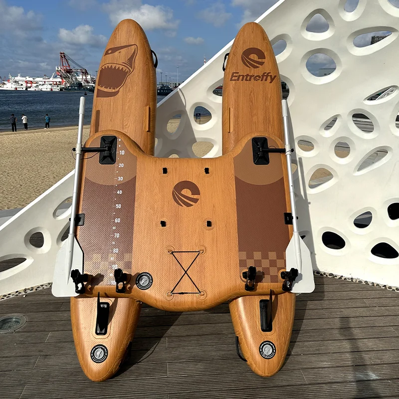 Wholesale Entroffy Customization Drop-stitch PVC Wood Grain Inflatable Paddle Fishing Platform with Motor