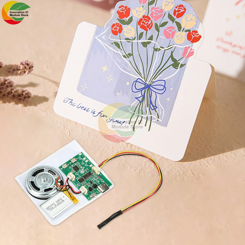 Módulo de grabación hecho a mano, módulo de Audio de voz para libro 3D y movimiento de tarjeta de felicitación con interfaz tipo c de 8M de capacidad