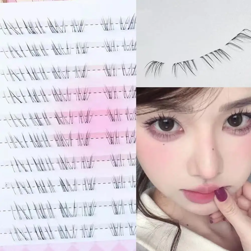 No Glue Need Korean Manga False Eyelashes Foxed Eye Mixed Individual Lashes Cluster Curling Long And Thick Natural Eyelashes