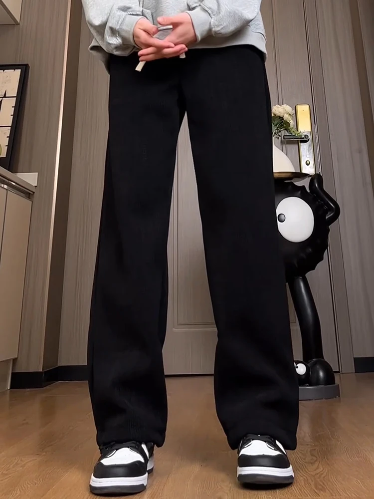 

Мужские повседневные брюки Bla Fce на флисовой подкладке, осенне-зимние, теплые, прямые, в американском ретро-стиле, из тканого материала, спортивные штаны