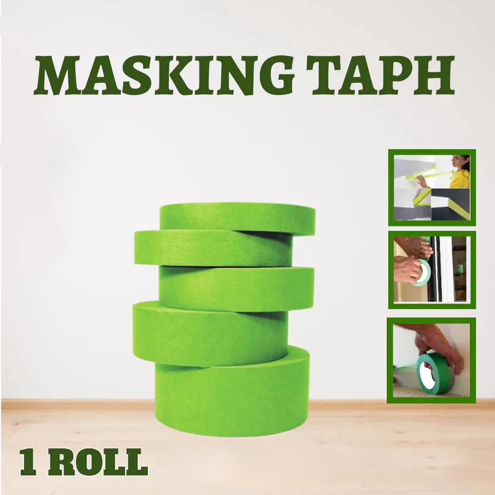 Fita adesiva verde profissional, adesivo forte mais removível para pulverização automotiva, pintura de parede e projetos DIY
