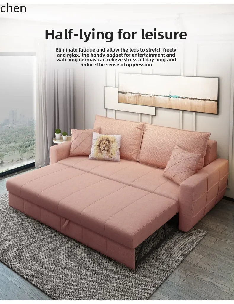 PYH sofa bed living room multi-functional dual-purpose small telescopic double light luxury foldable bed