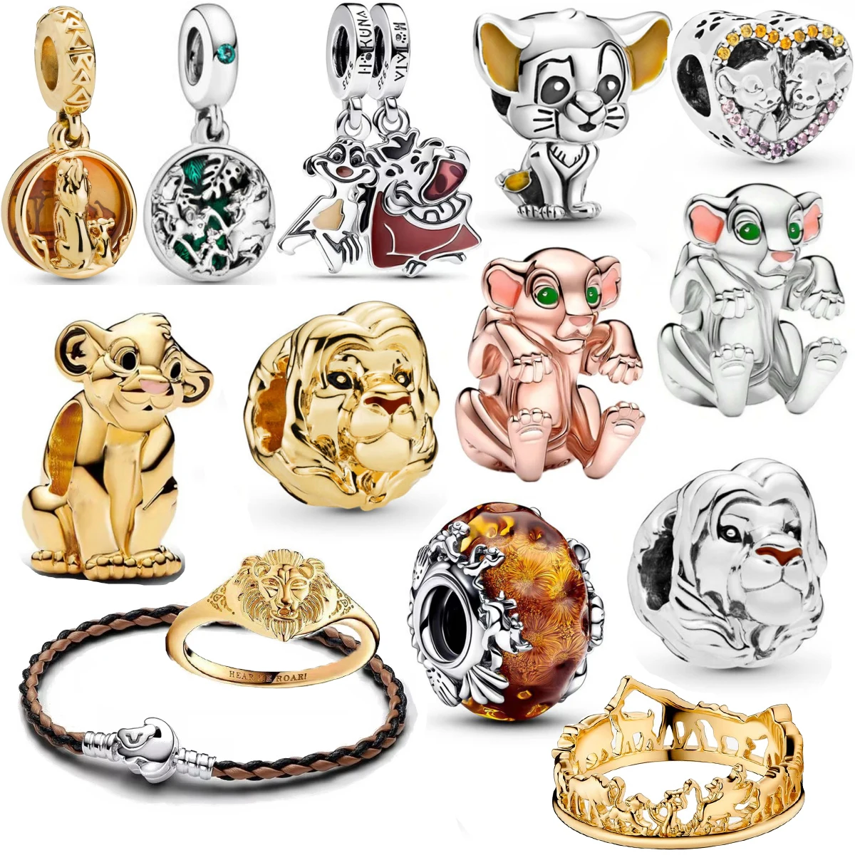 

Лидер продаж, безделушки Miniso Disney «Король Лев», подвески из бисера «Simba», подходят для оригинального кулона, серебряный браслет 925, женские ювелирные изделия своими руками