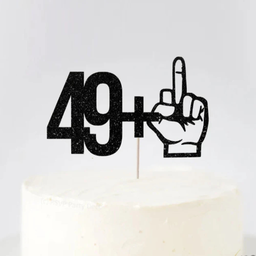 Happy Birthday 49＋1 Middle Finger Cake Topper Funny 50th Birthday Fifty Party 50th Anniversary or 50 Fabulous Cake Decoration