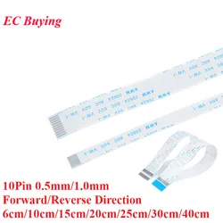 5pcs FPC/FFC 10P Ribbon Flexible Flat Cable Wire Pitch 0.5/1.0mm 6/10/15/20/25/30/40cm Length Forward Reverse Direction Connecto
