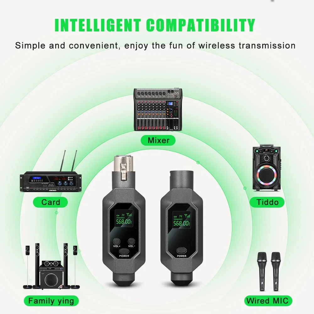 XGES Wireless Microphone Converter XLR Transmitter and Receiver Microphone Wireless System for Dynamic Microphone