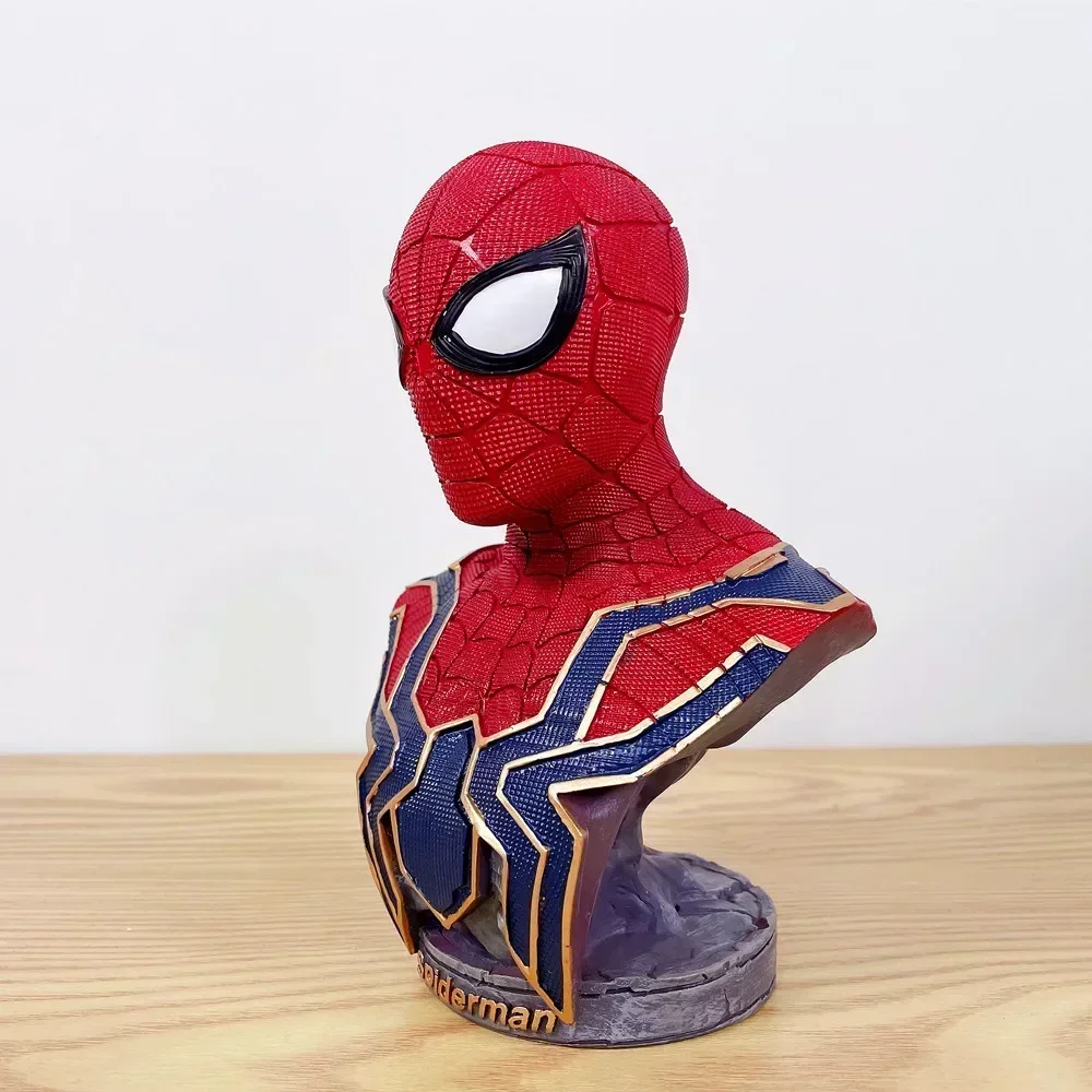 18cm-superhero-spiderman-iron-man-black-panther-figure-bust-resin-statue-desktop-model-ornaments-collection-gift-toy