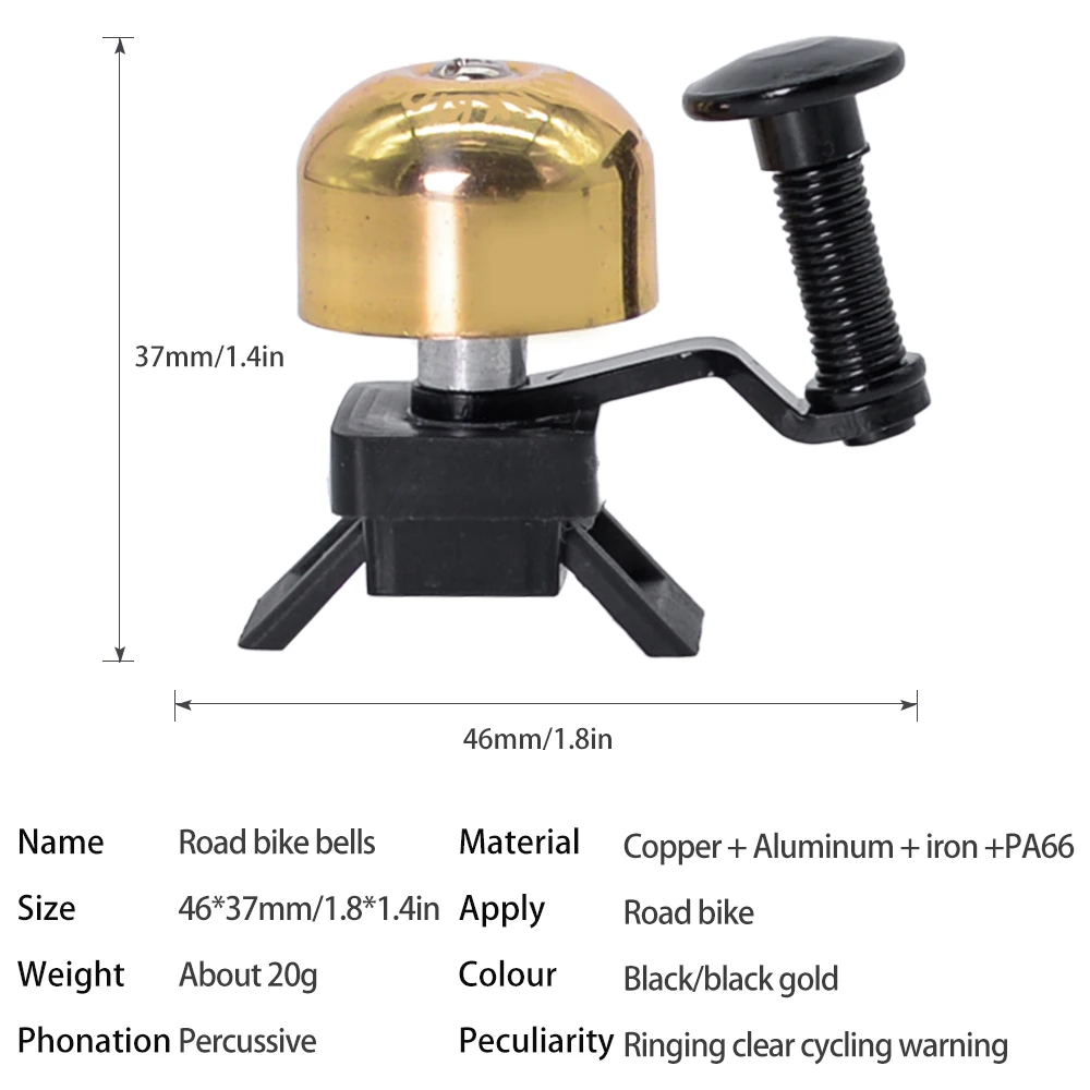 ThinkRider-timbre clásico Retro para manillar de bicicleta, bocina de seguridad para ciclismo de montaña, de acero y cobre, sonido fuerte y claro