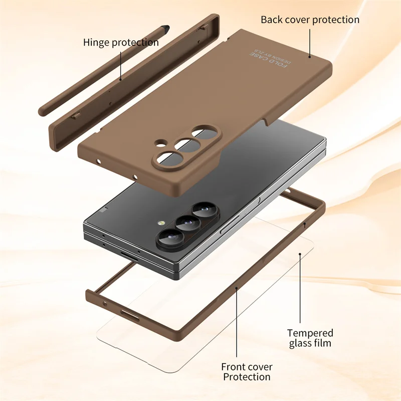 Matowe, twarde etui PC na telefon Samsung Galaxy Z Fold 8 Ultra 7 6 5 4 3 z osłoną na zawias, szklaną ochroną ekranu, piórem dotykowym i odporną na wstrząsy obudową. — zdjęcie produktu 6