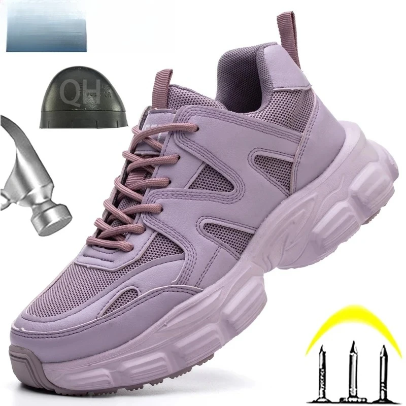 

Protective Shoes For Women Men Work Sneakers Fashion Safety Shoes Anti-smash Anti-puncture Indestructible Shoes Work Boot