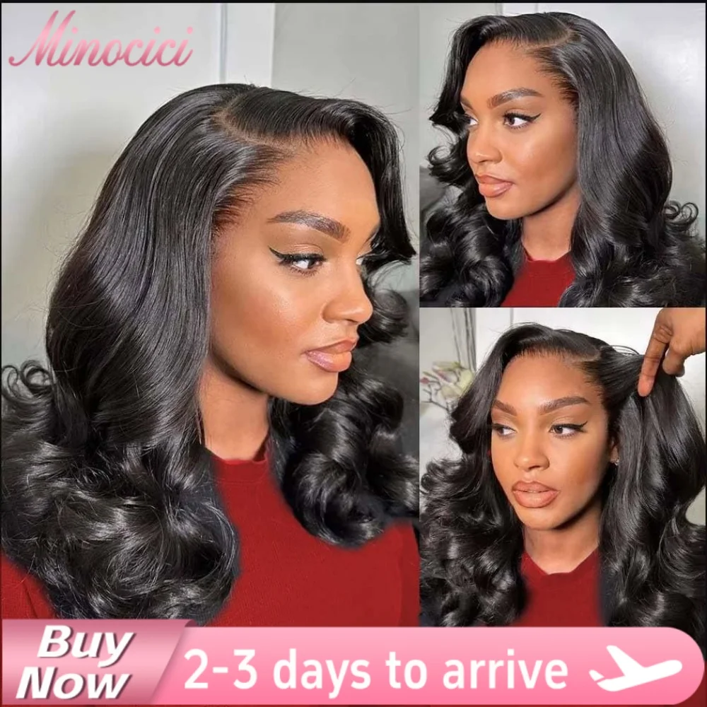 

Short Body Wave Bob Wig Glueless Wig Human Hair Ready To Wear Brazilian Ready To Go Lace Frontal Wig 100% Pre Plucked For Women