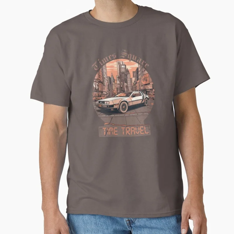Time Travel DeLorean 80s movie Back To The Future timemachine Gift t shirt for men Large size tops 100% cotton printed clothes