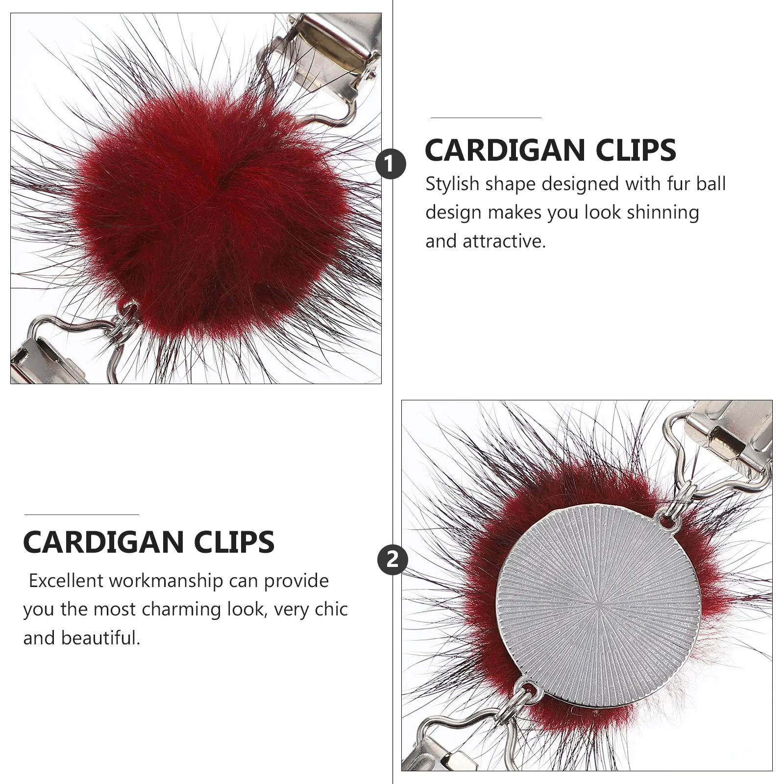 

6pcs Velvet Shawl Clips Stylish Ball Metal Brooch Pins for Cardigan Sweater Cape Pompom Fleece Decoration Accessories
