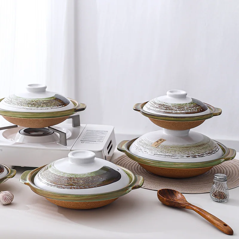Pottery High Temperature Resistant Dry Cooking Little Pan Rice Gas Cooker Ceramic Casserole Shallow Casserole Pot