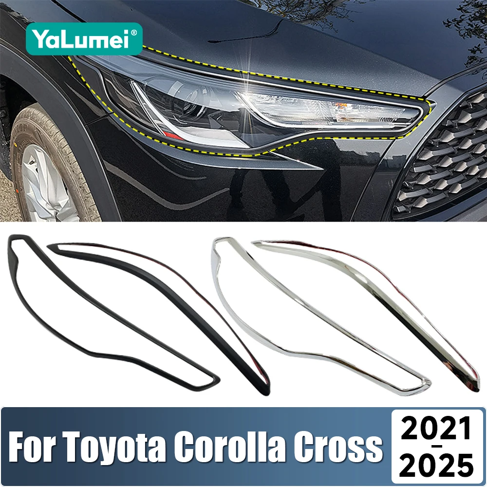 

Для Toyota Corolla Cross XG10 2021 2022 2023 2024 2025 ABS передняя фара автомобиля крышка фары корпус отделка молдинг наклейки
