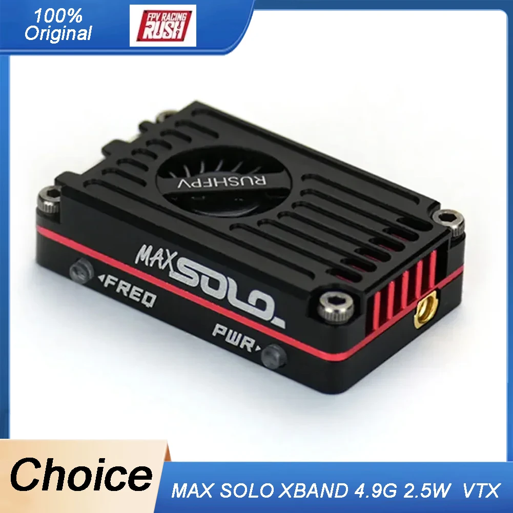 

RUSHFPV MAX SOLO XBAND 4.9G 2.5W 8CH Transmitter VTX 4.9Ghz CNC Shell Built-In Cooling Fan For FPV Range Racing Drone RC Tool
