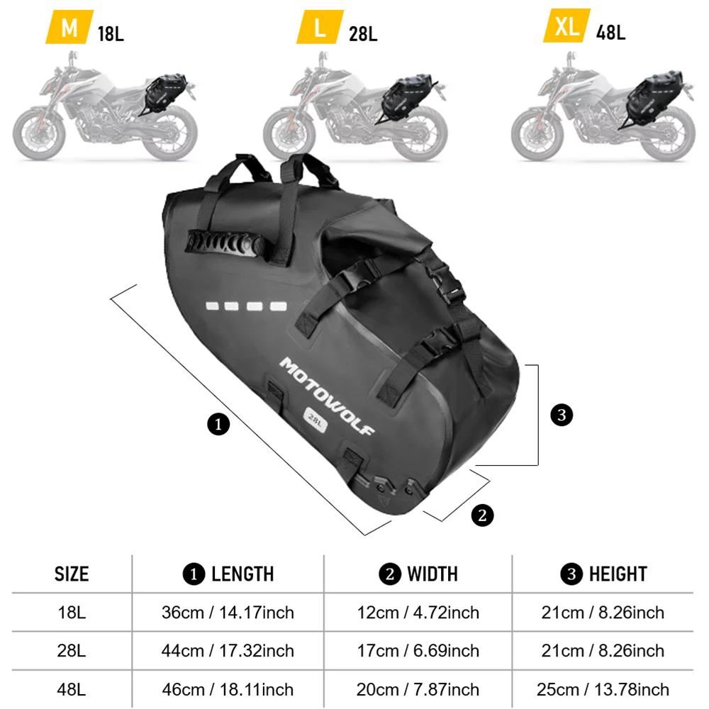 48L 18L Motorcycle Waterproof Saddle Bags Outdoor Dry Travel Luggage Side Bag for Yamaha YZ450F WR250F for Honda CRF450R CRF300L