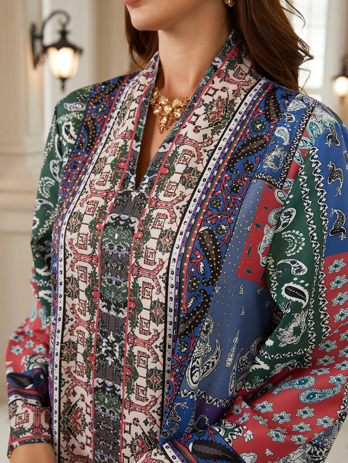 Eid Abaya Frauen Party Kleid v-ausschnitt Jalabiya Drucken Muslimischen Dubai Vestidos Largo Ramadan Marokko Gebet Kaftan Robe Abayas 2026