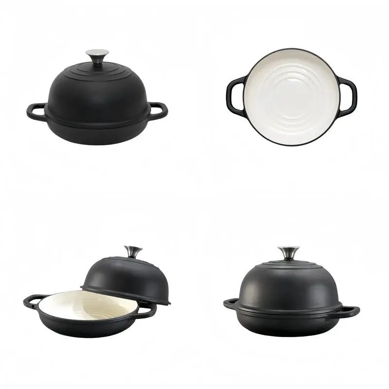 Enameled Cast Iron Bread Oven Covered Matte Black Loaf Pan