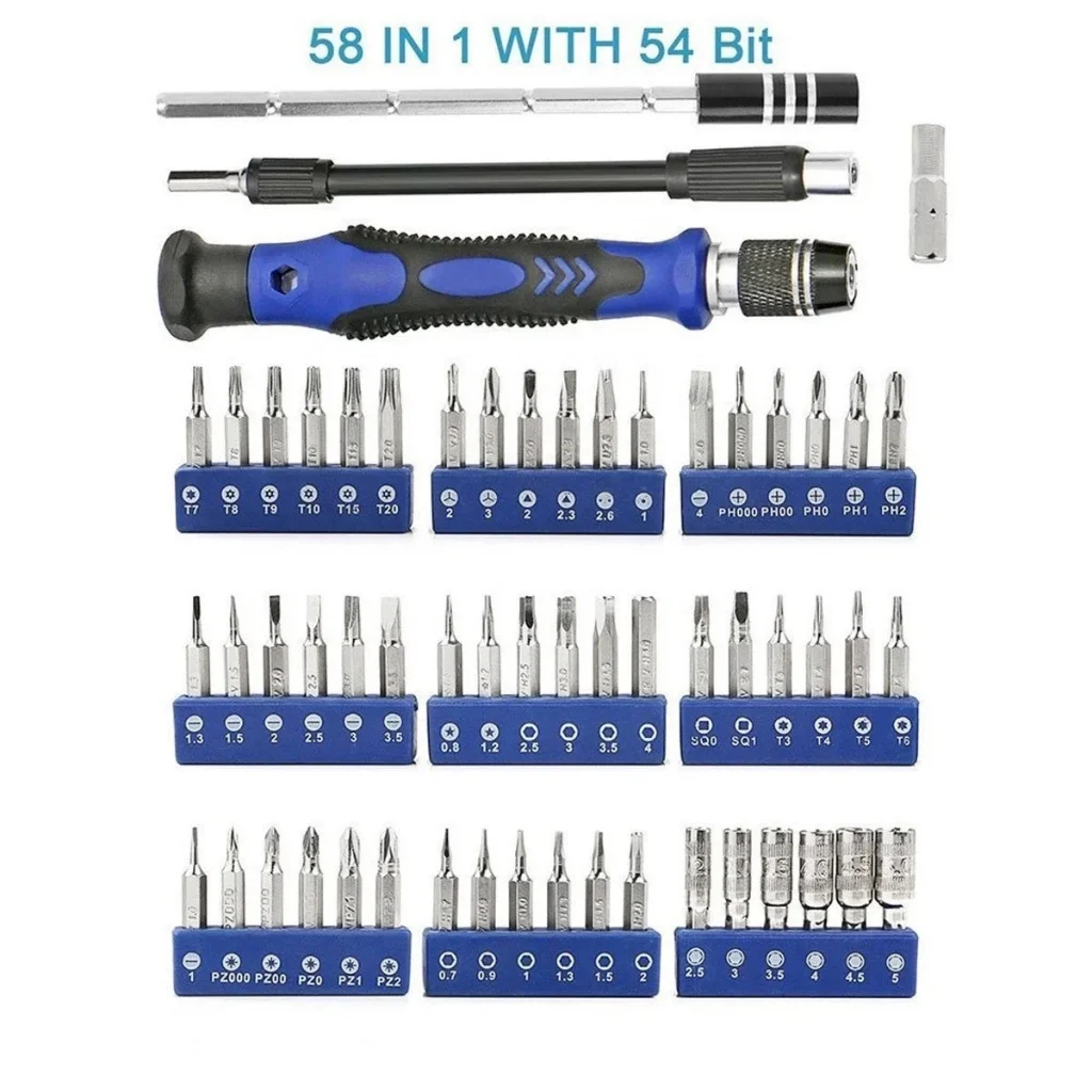 NJBLZQ 60In1 Screwdriver With Kit Blue Repair Precision Screwdriver Hand Tool Convenient Outdoor Camping Screwdriver