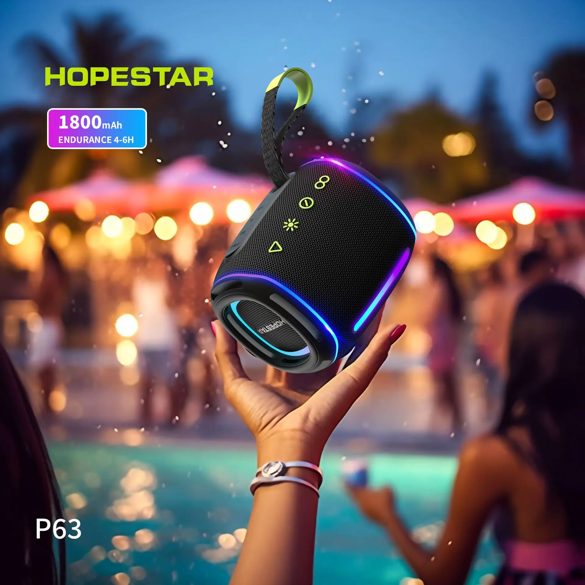 Petar-HautréusBluetooth P63, boîte à musique, caisson de basses portable, sans fil, Boombox central audio, lumière LED pour PC, original, salle de bain