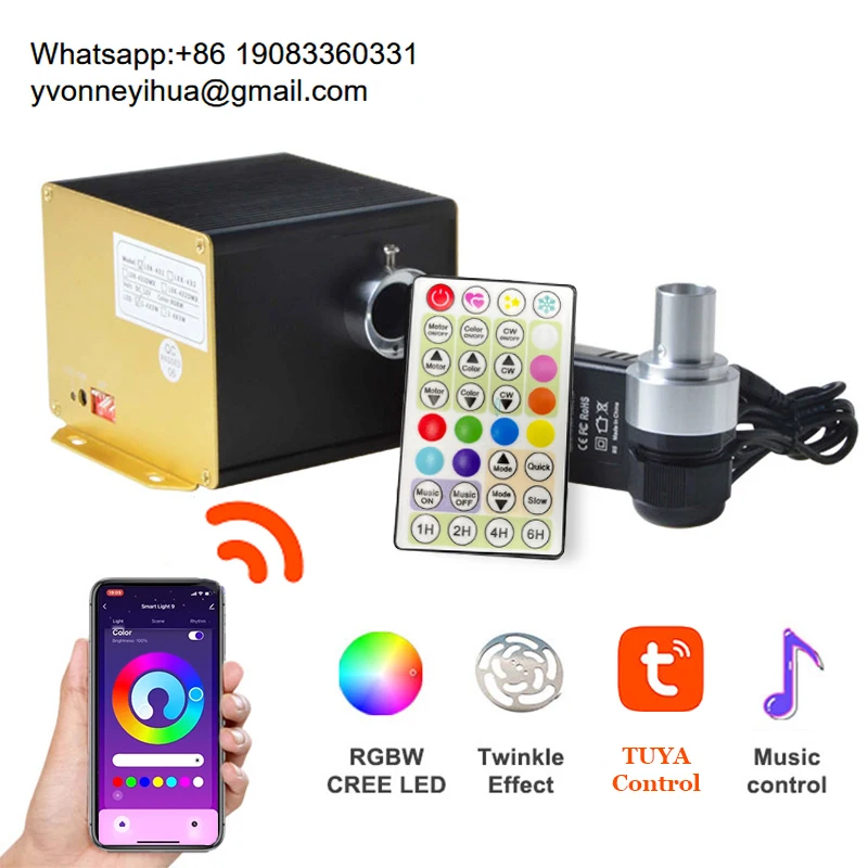 

Smart Fiber Optic Illuminator 12W RGBW Twinkle Star Ceiling Light Source Tuya WiFi Control For Home Theater