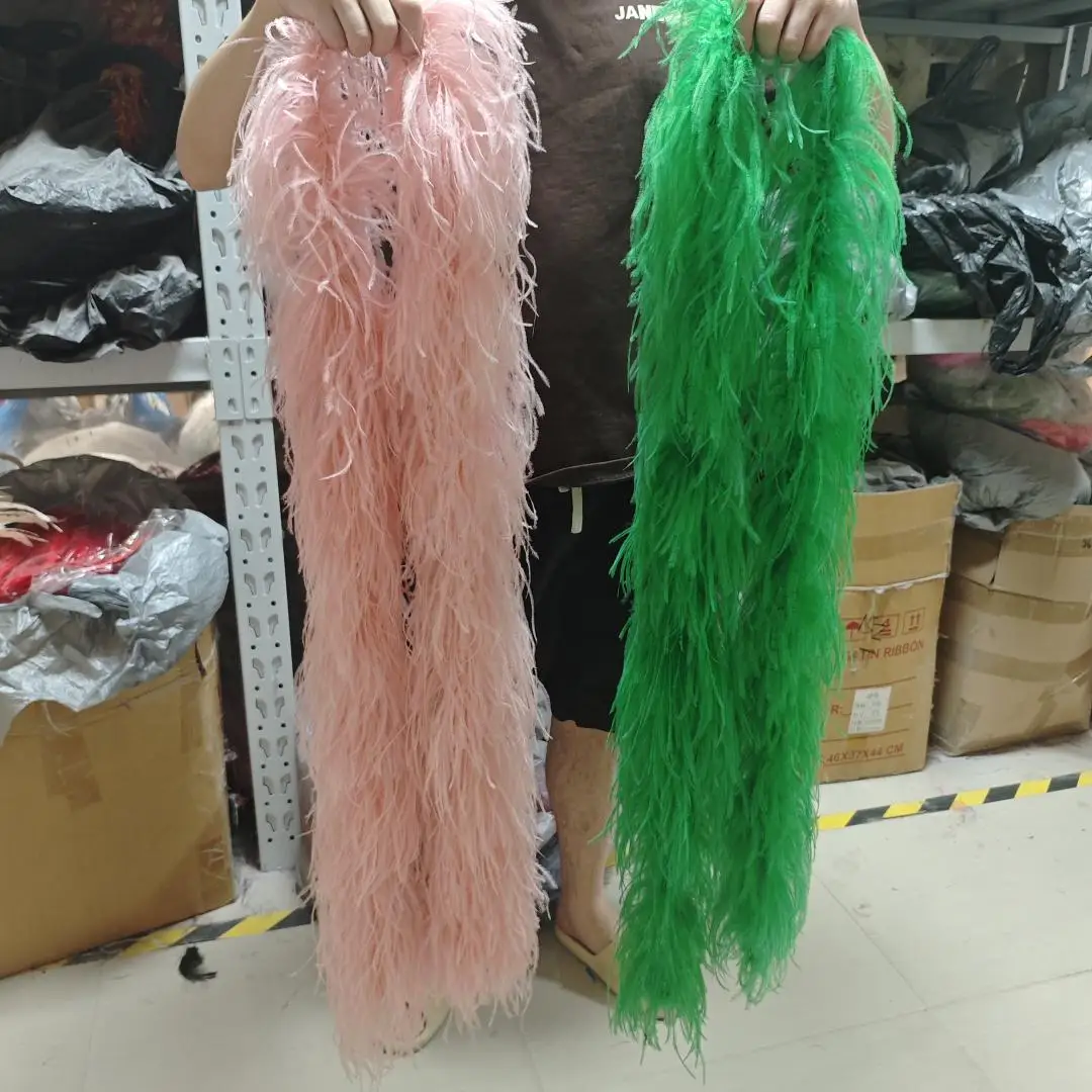 1/6/10/20/35PLY 2M Fluffy Ostrich Feather Boa Customized Ostrich Feather Trim Shawl for Carnival Clothes Sewing Accessory