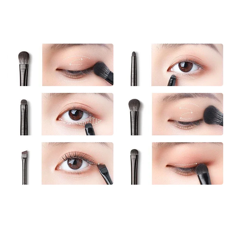 Kit de brochas de maquillaje de ojos, 12 Uds., color negro, sombra de ojos, contorno de cejas, delineador de ojos, pelo de fibra sintética, mango cómodo, regalo para esposa y madre