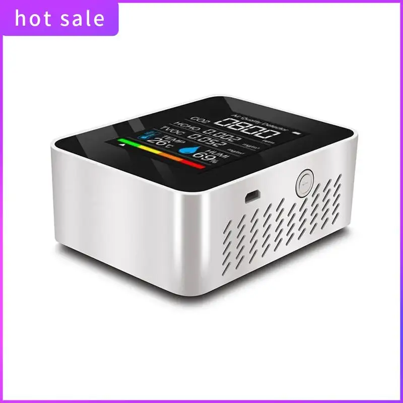 ELEC-5-In-1 Air Quality Monitor Levels Temperature & Humidity Detector With LCD Display Indoor Air Quality Sensor For Home