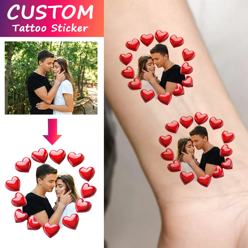 

Custom Waterproof Temporary Tattoo Sticker DIY Fake Tatoo, Red Love Pattern, Suitable For Wedding, Couple, Anniversary Gift