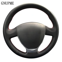 DIY Hand-stitched Black Artificial Leather Car Steering Wheel Cover for Lada Priora 2013-2018 Kalina 2 2013-2018