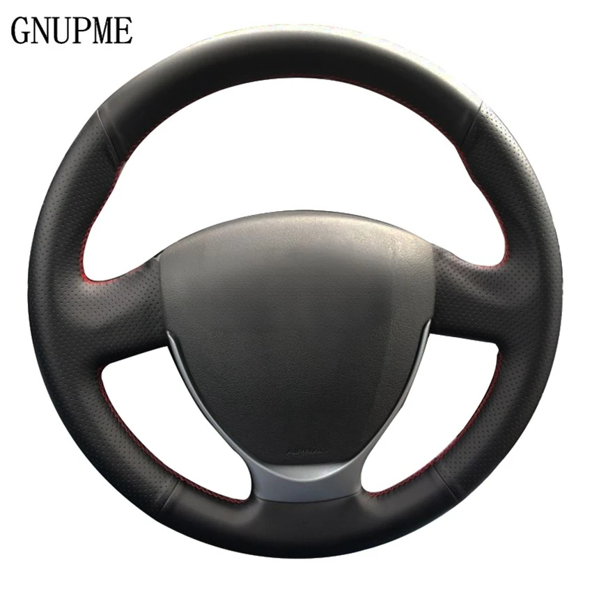 DIY Hand-stitched Black Artificial Leather Car Steering Wheel Cover for Lada Priora 2013-2018 Kalina 2 2013-2018