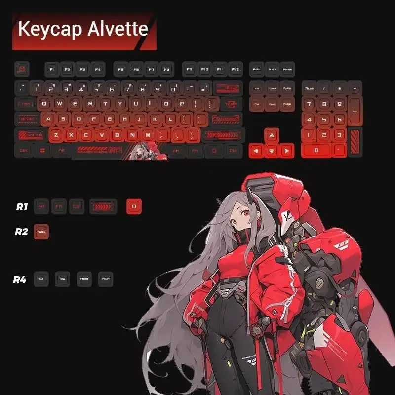 Alvete customized keycap five side hot sublimation pudding process ASA highly anime keyboard cap mechanical keyboard accessorie