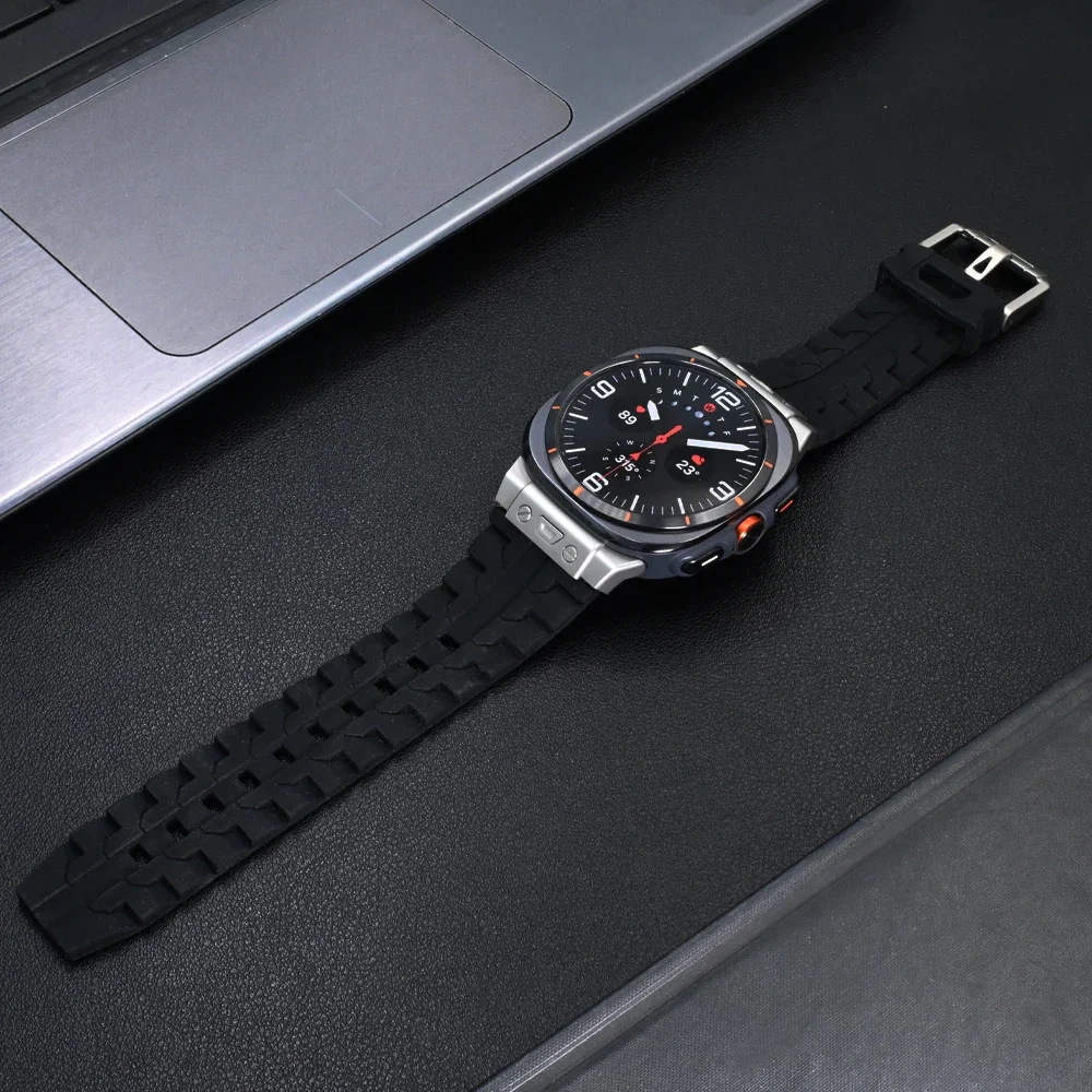 Pulseira de silicone sem lacuna para samsung galaxy watch ultra 47mm pulseira esportiva masculina para samsung galaxy 47mm pulseira de extremidade curvada ultra