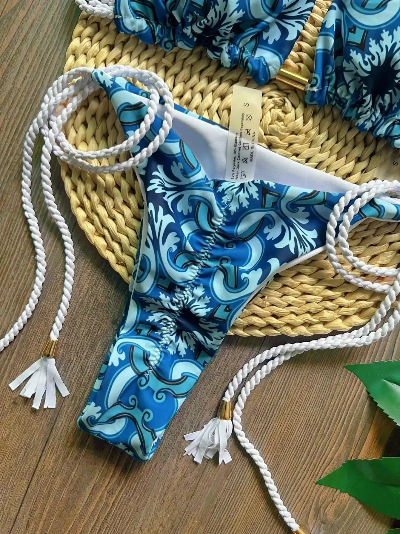 RUOTONSEPT 2024 مثير طباعة ملابس السباحة النسائية تجديل حبل ضمادة البيكينيات مجموعة مثلث ملابس السباحة ثوب السباحة البرازيلي Biquinis