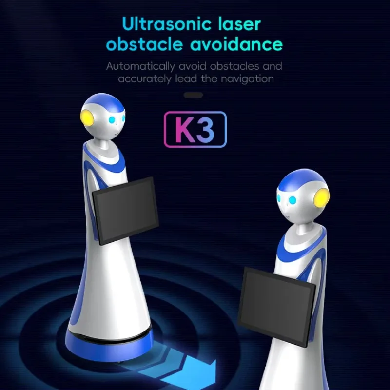 Autonome intelligente welkomstrobot voor bankbedrijfadvies Slimme commerciële receptierobot in tentoonstellingszalen